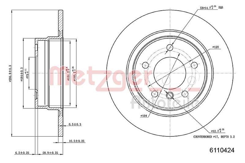 METZGER 6110424 Bremsscheibe Lack/Ks f&uuml;r BMW HA