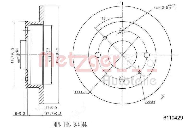 METZGER 6110429 Bremsscheibe Lack/Ks f&uuml;r HYUNDAI VA