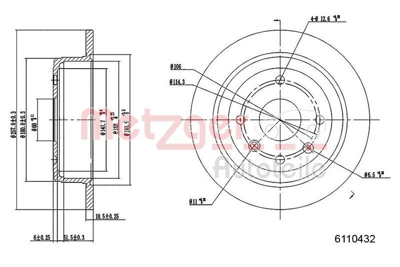 METZGER 6110432 Bremsscheibe Lack/Ks f&uuml;r CHEVROLET HA