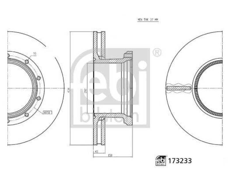 FEBI BILSTEIN 173233 Bremsscheibe f&uuml;r ROR