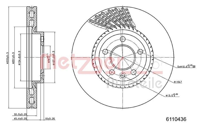 METZGER 6110436 Bremsscheibe Lack/Ks/Hc f&uuml;r VW VA