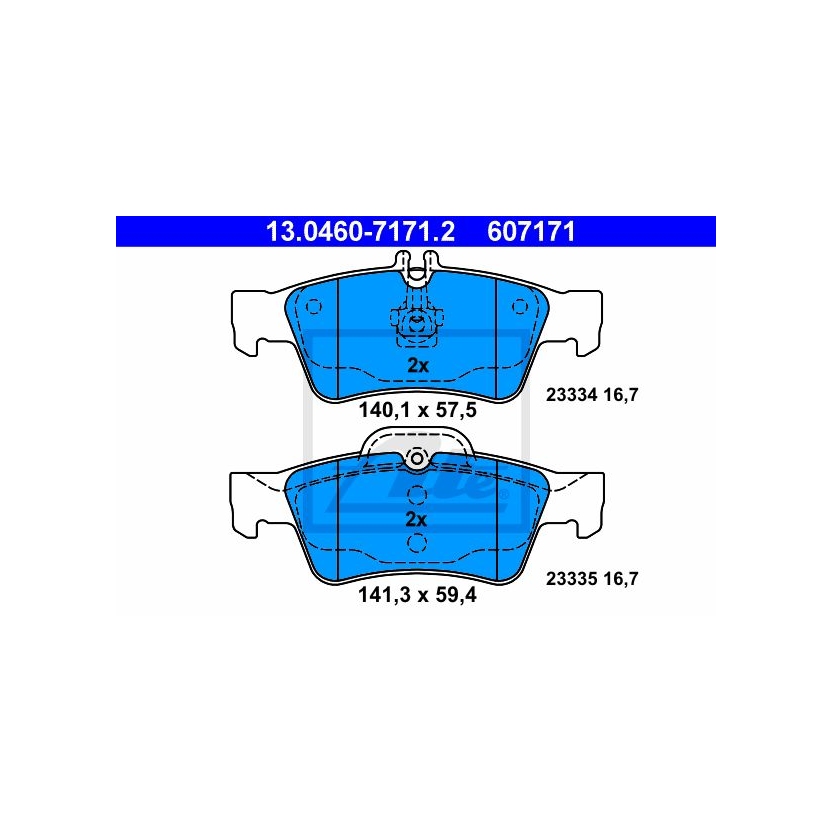 ATE 13.0460-7171.2 Bremsbelagsatz Scheibenbremse f&uuml;r Hinterachse