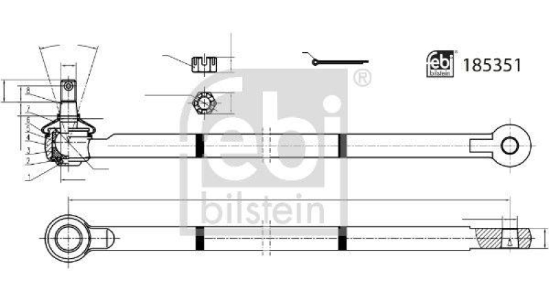 FEBI BILSTEIN 185351 Lenkstange mit Kronenmutter und Splint f&uuml;r SUZUKI