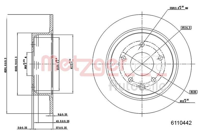 METZGER 6110442 Bremsscheibe Lack/Ks f&uuml;r NISSAN HA