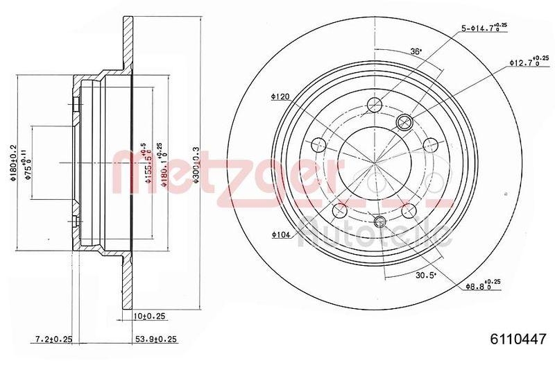 METZGER 6110447 Bremsscheibe Lack/Ks/Ms f&uuml;r BMW HA