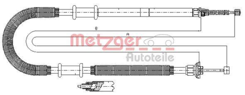 METZGER 641.12 Seilzug, Feststellbremse f&uuml;r FIAT hinten links/rechts