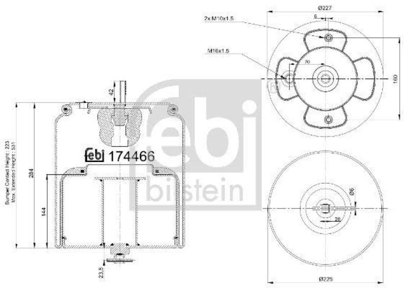 FEBI BILSTEIN 174466 Luftfederbalg mit Stahlkolben für Volvo