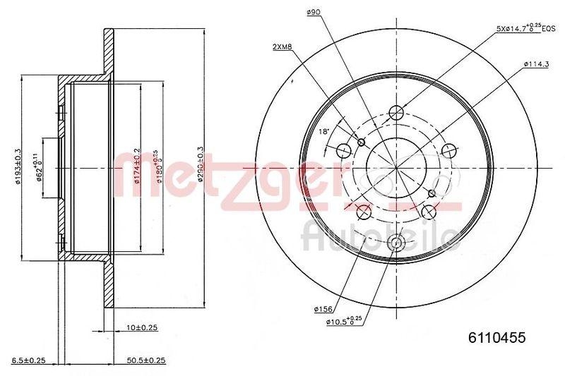 METZGER 6110455 Bremsscheibe Lack/Ks f&uuml;r TOYOTA HA