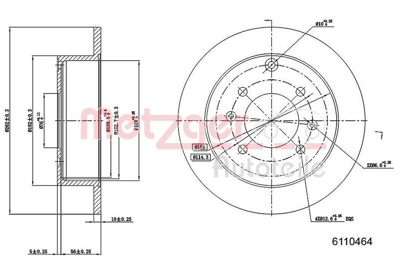 METZGER 6110464 Bremsscheibe Lack/Ks f&uuml;r HYUNDAI/KIA HA