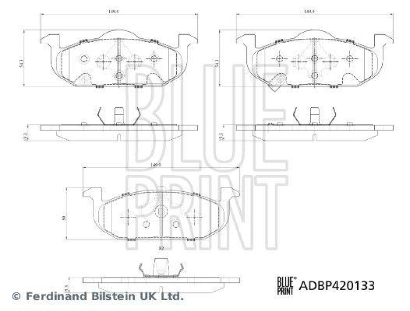 BLUE PRINT ADBP420133 Bremsbelagsatz f&uuml;r MG