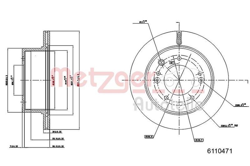 METZGER 6110471 Bremsscheibe Lack/Ks f&uuml;r KIA HA