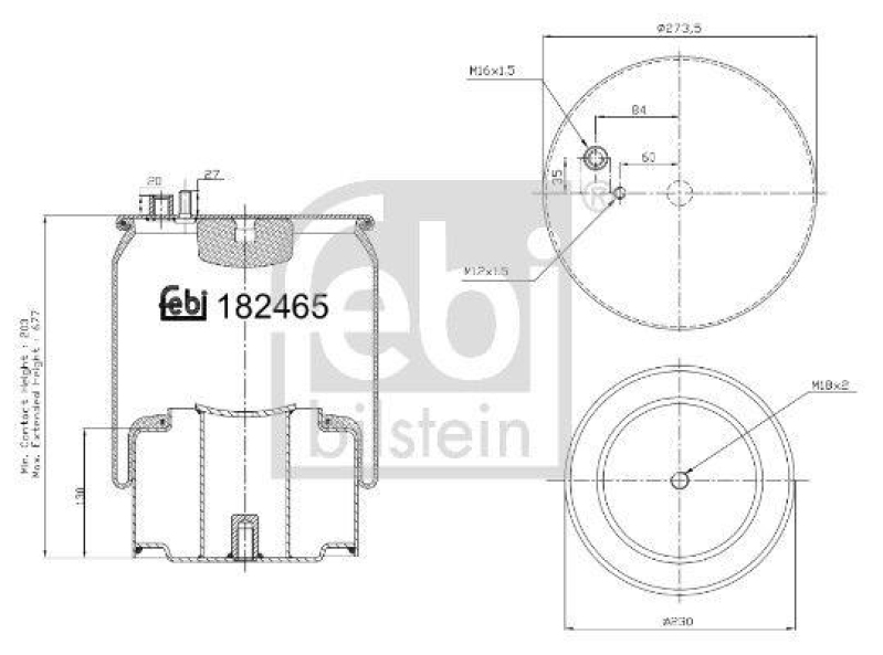 FEBI BILSTEIN 184254 Luftfederbalg mit Stahlkolben für M A N