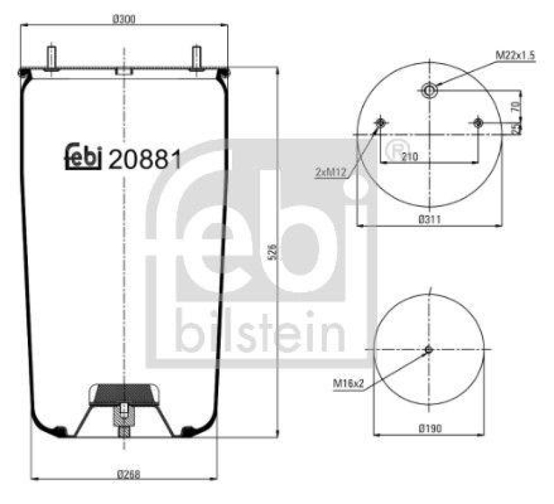 FEBI BILSTEIN 20881 Luftfederbalg ohne Kolben