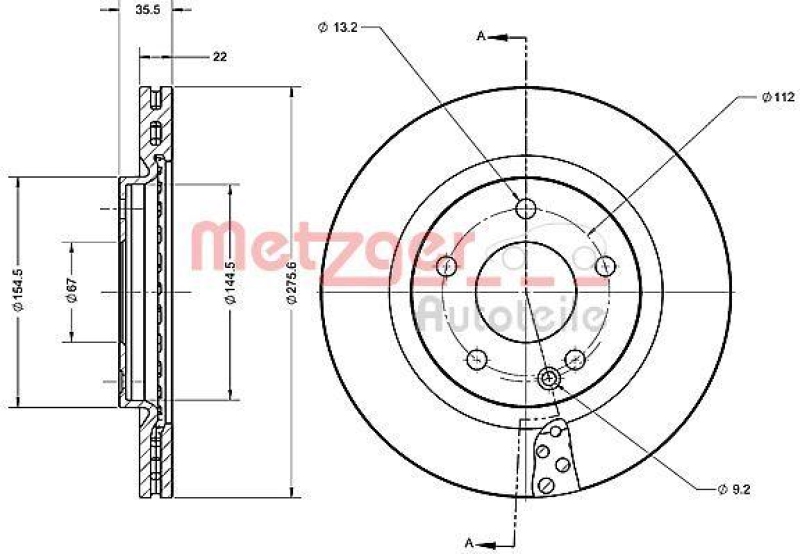 METZGER 6110479 Bremsscheibe Lack/Ks f&uuml;r MB VA