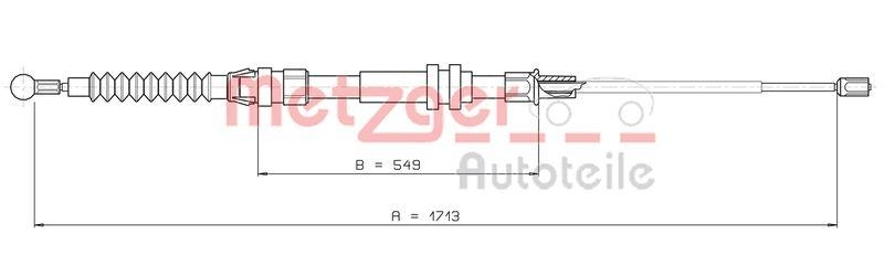 METZGER 10.7432 Seilzug, Feststellbremse f&uuml;r VW hinten links/rechts