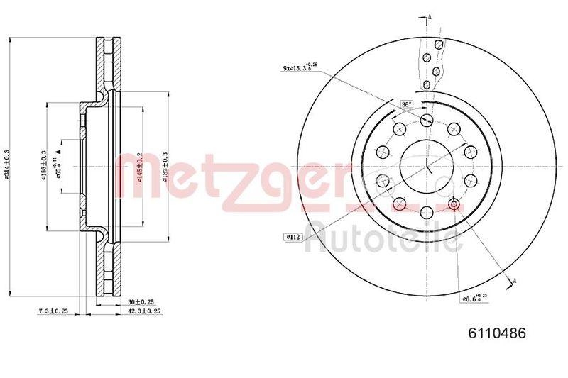 METZGER 6110486 Bremsscheibe Lack/Ks/Ms/Hc f&uuml;r SEAT/VW VA
