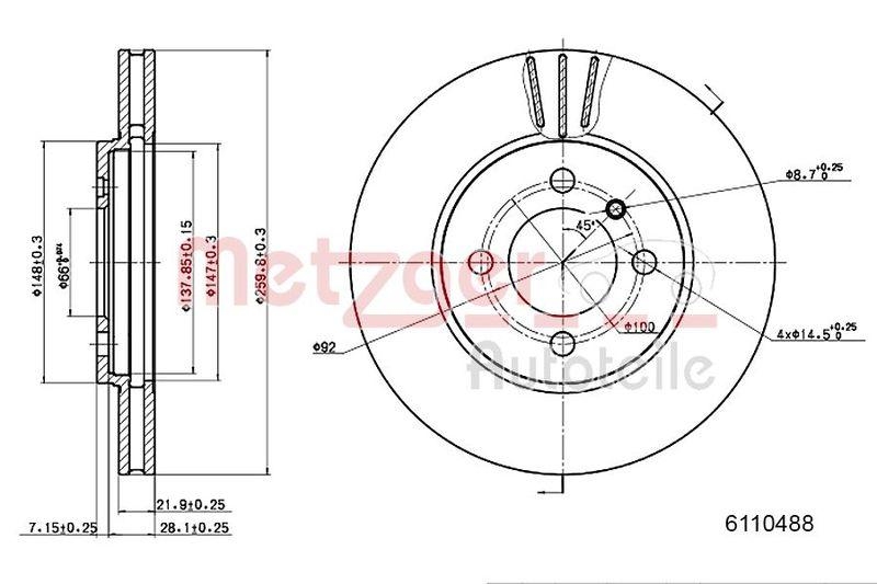 METZGER 6110488 Bremsscheibe Lack/Ks/Ms f&uuml;r BMW VA
