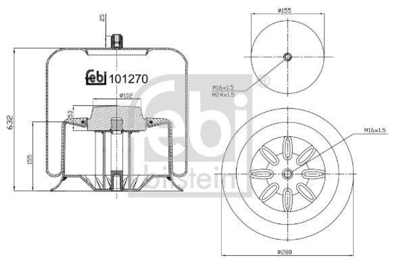 FEBI BILSTEIN 101270 Luftfederbalg mit Stahlkolben für Mercedes-Benz