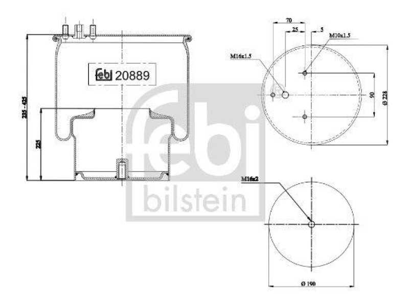 FEBI BILSTEIN 20889 Luftfederbalg mit Stahlkolben für DAF