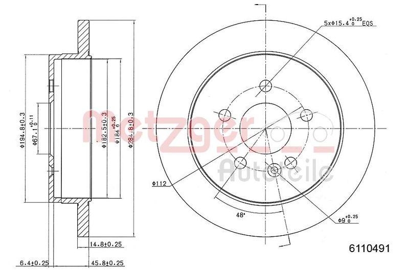 METZGER 6110491 Bremsscheibe Lack/Ks/Ms f&uuml;r MB HA