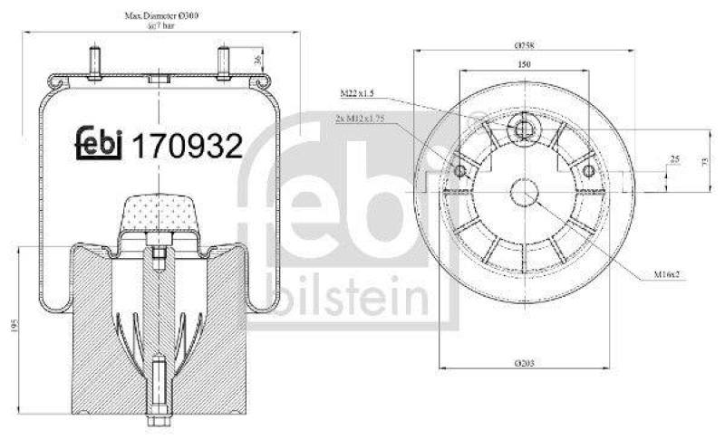 FEBI BILSTEIN 170932 Luftfederbalg mit Kunststoffkolben