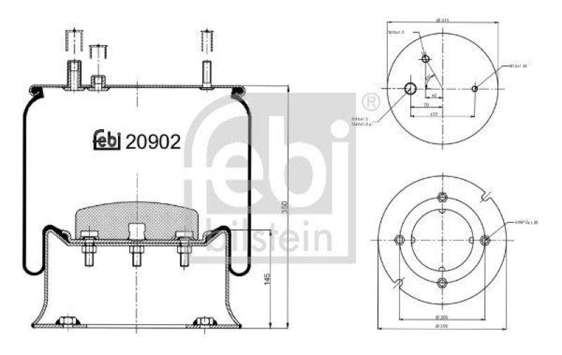 FEBI BILSTEIN 20902 Luftfederbalg mit Stahlkolben für RENAULT (RVI)