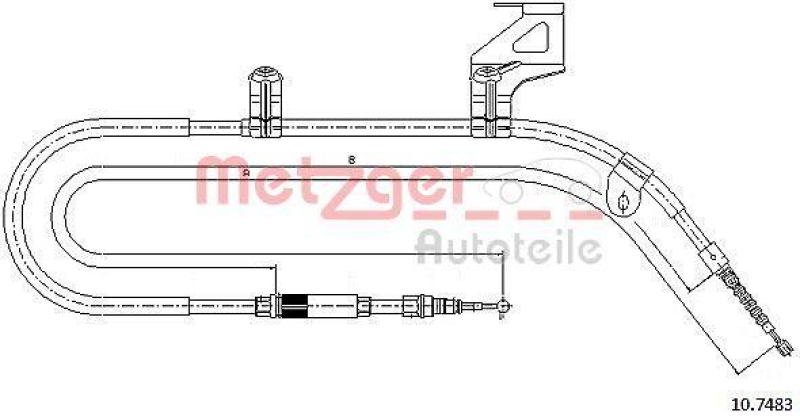 METZGER 10.7483 Seilzug, Feststellbremse f&uuml;r VW hinten rechts
