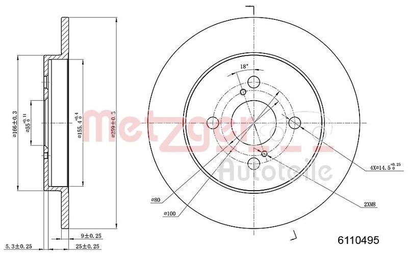 METZGER 6110495 Bremsscheibe Lack/Ks f&uuml;r TOYOTA HA