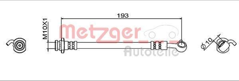 METZGER 4111951 Bremsschlauch f&uuml;r NISSAN HA rechts