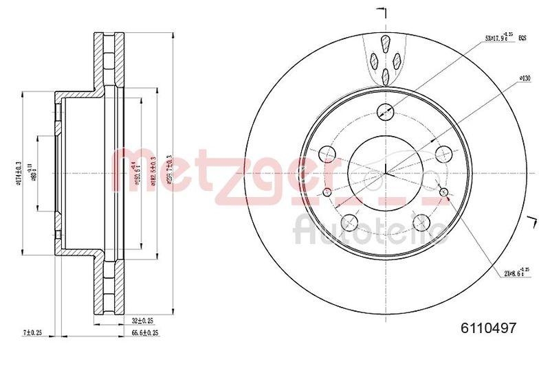METZGER 6110497 Bremsscheibe Lack/Ks f&uuml;r CITROEN/FIAT/PEUGEOT VA
