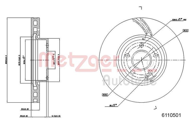 METZGER 6110501 Bremsscheibe Lack/Ks/Hc f&uuml;r MB VA