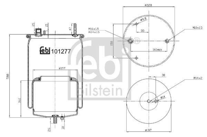FEBI BILSTEIN 101277 Luftfederbalg mit Stahlkolben und Kolbenstange für Volvo