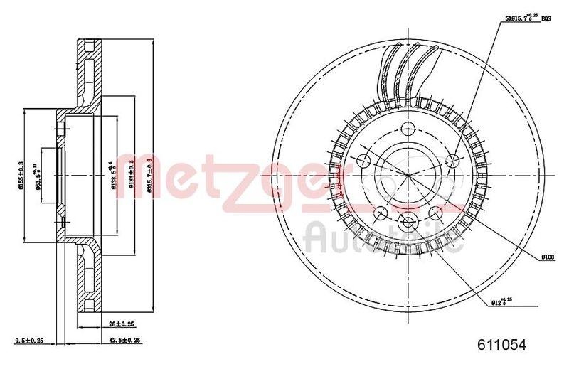 METZGER 6110504 Bremsscheibe Lack/Ks f&uuml;r FORD/LAND ROVER/VOLVO VA
