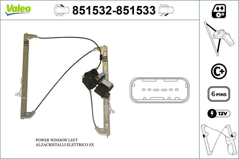 VALEO 851532 Fensterh. vorne links Renault LAGUNA II (01>07)
