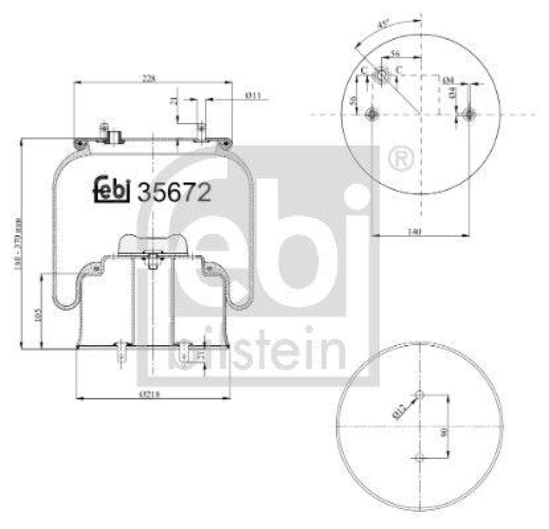 FEBI BILSTEIN 35672 Luftfederbalg mit Stahlkolben für Scania