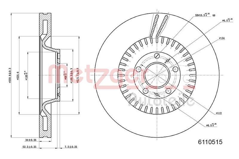 METZGER 6110515 Bremsscheibe Lack/Ks/Ms/Hc f&uuml;r AUDI/VW VA