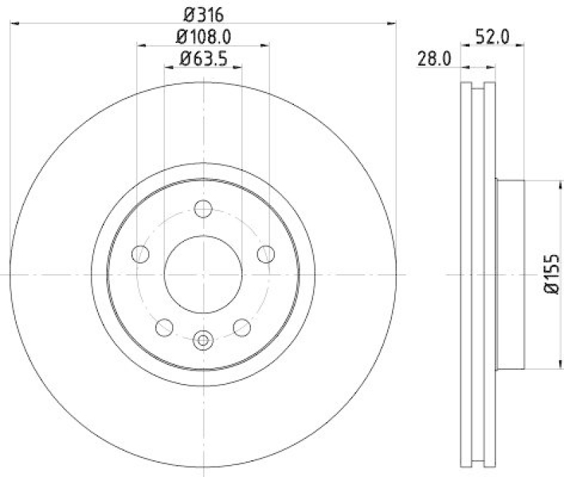 HELLA 8DD 355 129-511 Bremsscheibe für VOLVO/FORD/LANDROVER