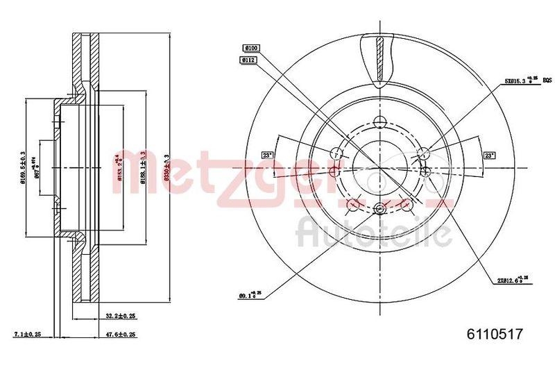 METZGER 6110517 Bremsscheibe Lack/Ks/Ms/Hc f&uuml;r MB VA