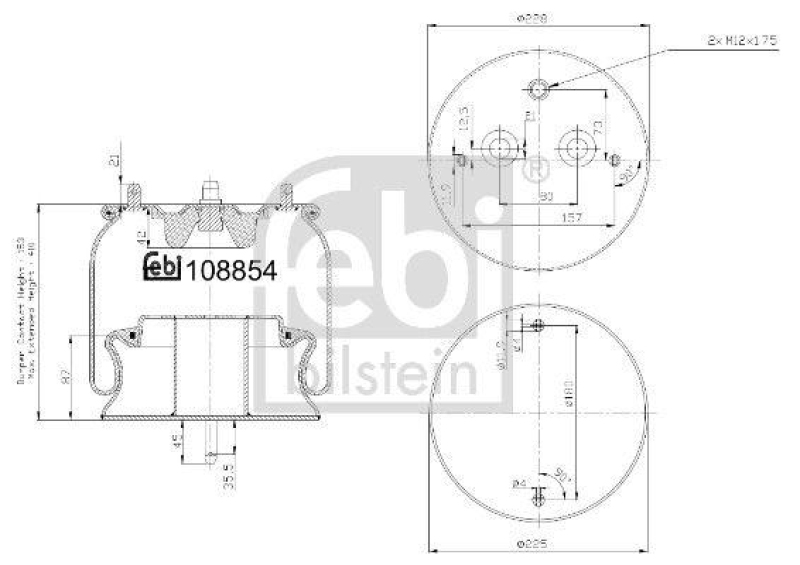 FEBI BILSTEIN 108854 Luftfederbalg mit Stahlkolben für Scania