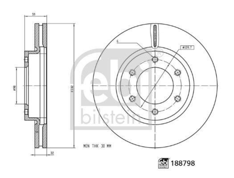 FEBI BILSTEIN 188798 Bremsscheibe f&uuml;r Ford