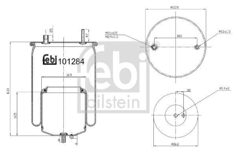 FEBI BILSTEIN 101284 Luftfederbalg mit Stahlkolben und Kolbenstange für Volvo