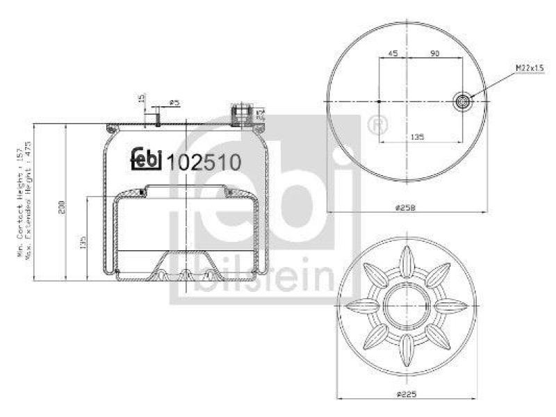 FEBI BILSTEIN 102510 Luftfederbalg mit Stahlkolben für Mercedes-Benz