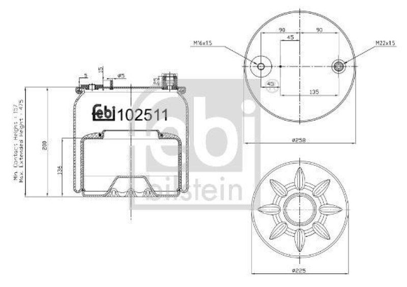 FEBI BILSTEIN 102511 Luftfederbalg mit Stahlkolben für Mercedes-Benz