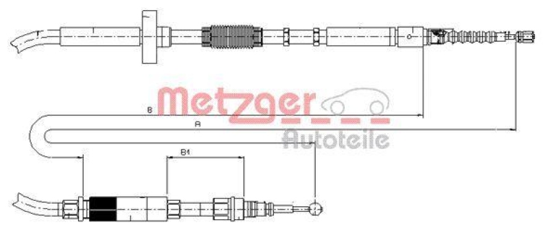 METZGER 10.7531 Seilzug, Feststellbremse f&uuml;r AUDI hinten links/rechts