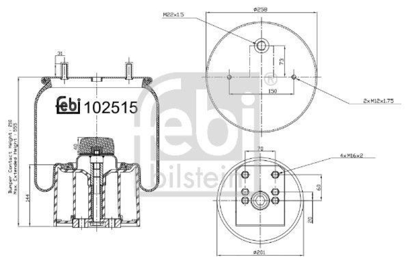 FEBI BILSTEIN 102515 Luftfederbalg mit Kunststoffkolben