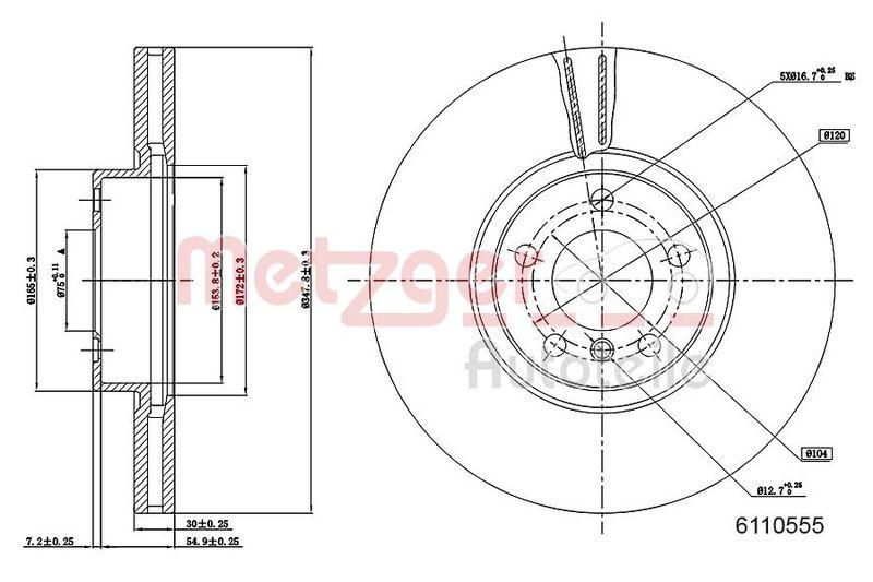 METZGER 6110555 Bremsscheibe Lack/Ks/Ms/Hc f&uuml;r BMW VA