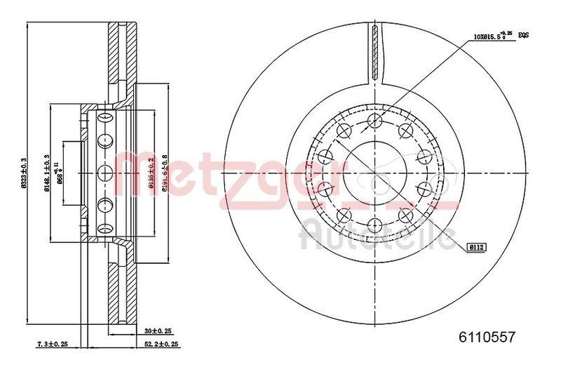 METZGER 6110557 Bremsscheibe Lack/Ks/Ms/Hc f&uuml;r AUDI VA