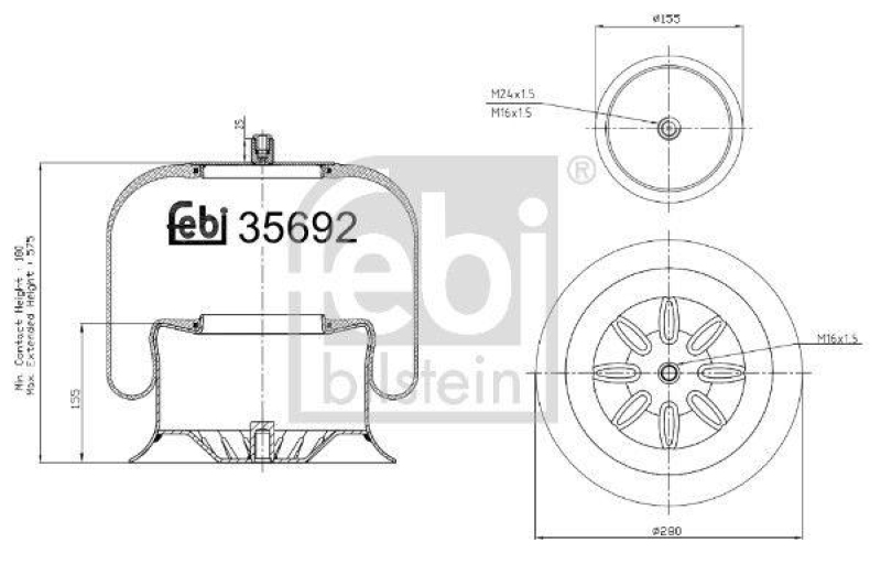 FEBI BILSTEIN 35692 Luftfederbalg mit Stahlkolben für Mercedes-Benz