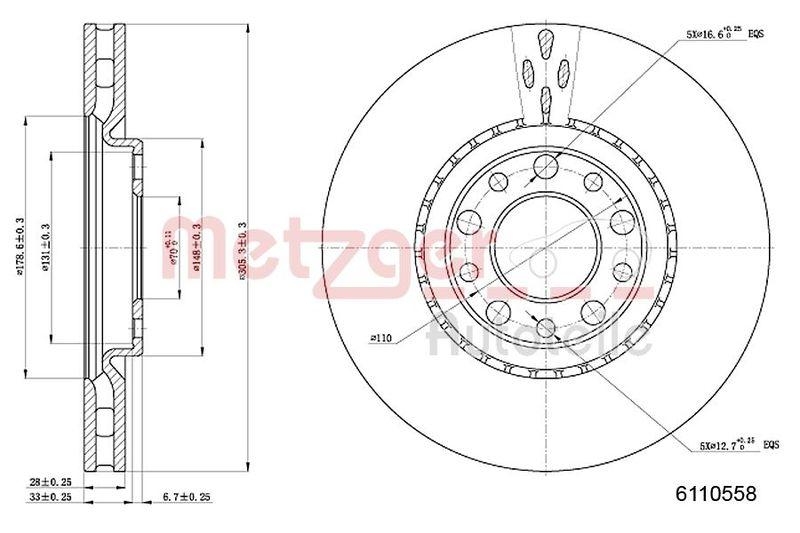 METZGER 6110558 Bremsscheibe Lack/Ks f&uuml;r ALFA VA
