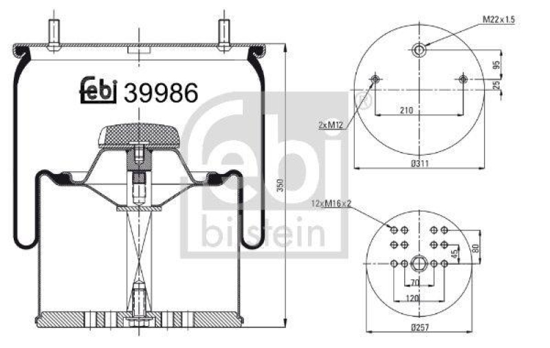 FEBI BILSTEIN 39986 Luftfederbalg mit Stahlkolben